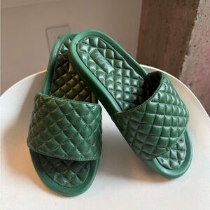 APL Quilted Green Slide Slippers